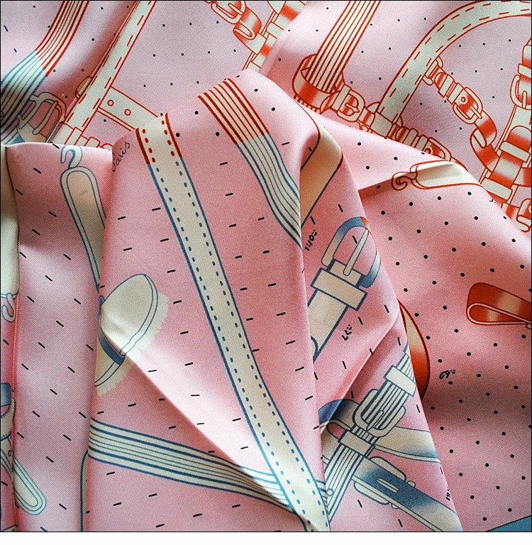 HuaJun 2 магазин | Розовый арбузный цвет "Harnais de Timon" 90 Шелковый квадратный шарф саржевый струйный шарф ручной работы завивка