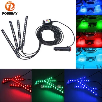 

POSSBAY 4 in 1 Car Atmosphere Light Phone APP Style Colorful Flexible Neon Decoration Light Lamp Strip Car Styling For Cars