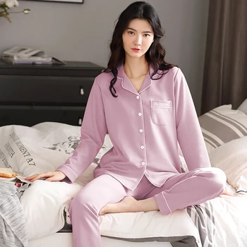 

2020 autumn long Sleeved Women Pajamas Set Fashion Lovely print homeWear Leisure Clothes Women Long Pant Pyjamas Sets Nightwear