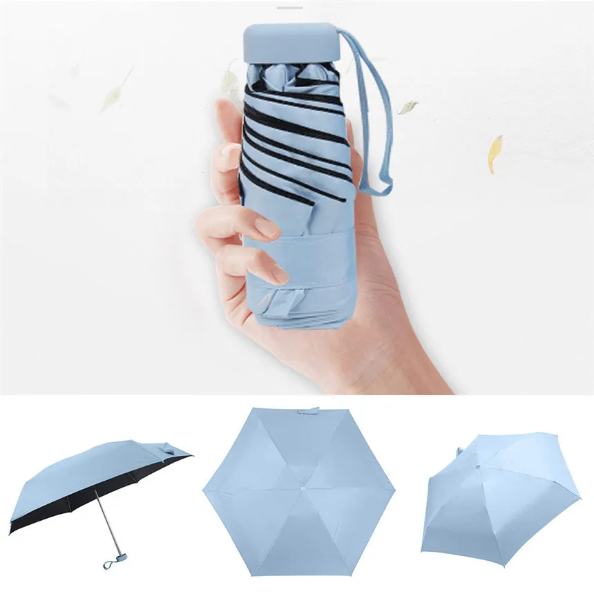 Зонт от дождя женский складной зонт от дождя женский подарок для мужчин Мини карманный зонтик для девочек анти-УФ водонепроницаемый портативный дорожный зонт - Цвет: Sky Blue