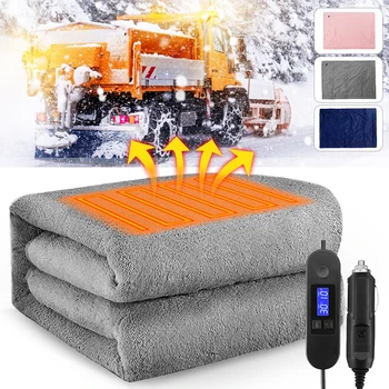 

Car Heating Blanket 12V Electric Heated Fleece Blanket LCD Display Warm Winter Cover Heater 110x70cm