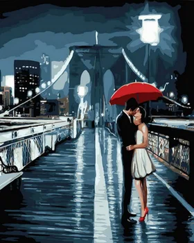 

Unframe diy oil picture oil paintings by numbers figure painting paint by number for home decor 5065cm kiss on the bridge