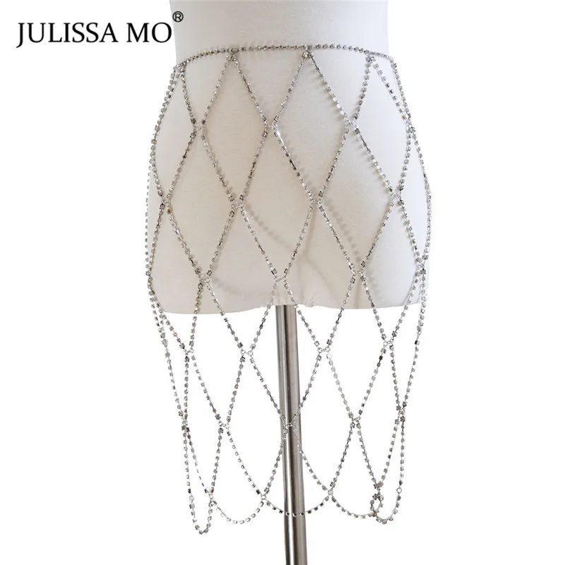 Julissa mo, женские юбки с кристаллами и бриллиантами, новинка, вечерние, Клубная одежда для женщин, s, регулируемые роскошные стразы, цепочка, ювелирные изделия для тела, юбка