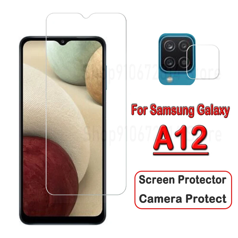 Vidrio templado para Samsung Galaxy A12, Protector de pantalla de teléfono, lente de cámara, película protectora para Samsung A-12 A 12