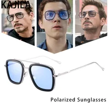 Lentes Tony Stark поляризованные солнцезащитные очки мужские градиентные брендовые дизайнерские ретро винтажные квадратные железные мужские очки 66218-1