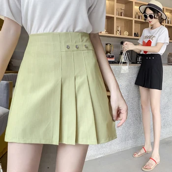 

Skirt Women's High-waisted Slimming Irregular Pleated Skirt 2020 Summer New Style Students A- line Skirt Short Culottes