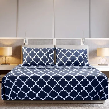 

Bedding 4PC Sheets Set 1 Tablet 1 Fitted Sheet and 2 Pillowcases Geometric Printed Bedding Set Of 4