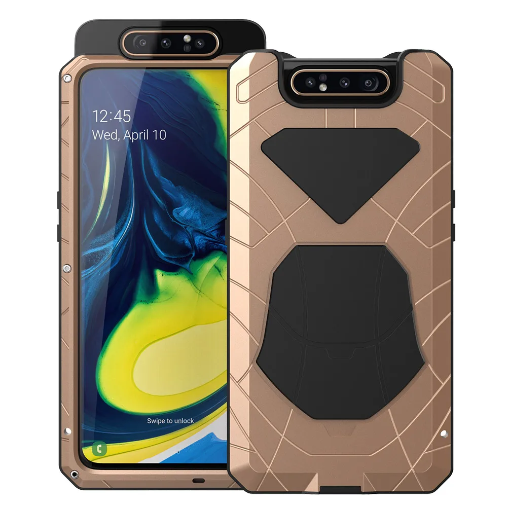 Для samsung Galaxy A80 твердый корпус для телефона Алюминиевый металлический корпус Закаленное стекло Защитная крышка для экрана сверхмощная Защитная крышка