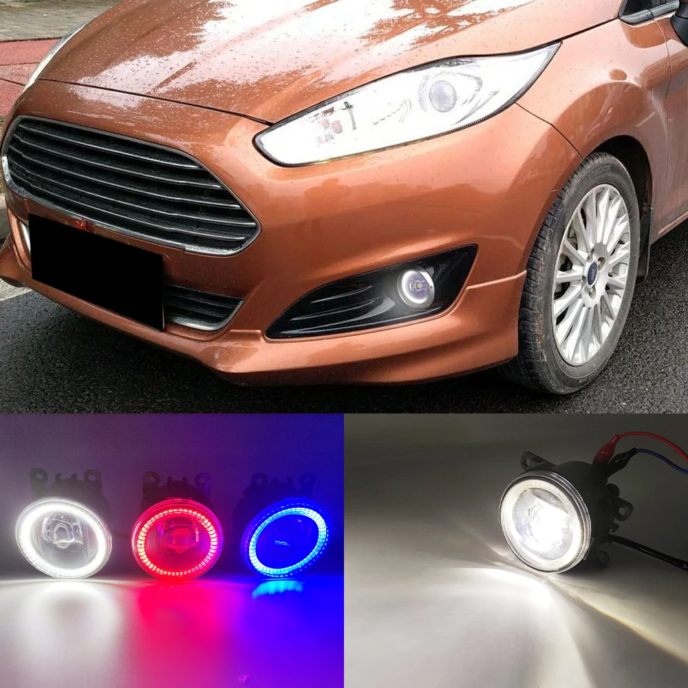 2 Auto Led Daytime Running Light Ford Fiesta 2009 - 2014 2015 2016 Car Angel Eyes Fog Lamp Foglight - Fog Light Assembly - AliExpress