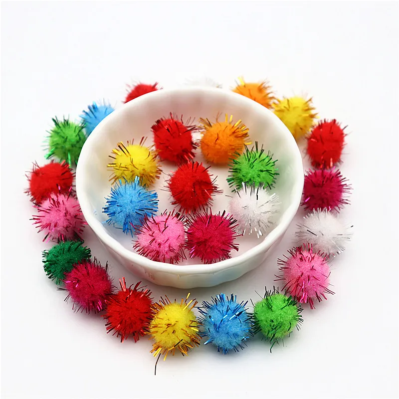 10/15/20/25/30mm Mini Glitter Pompom Ball Large Pompoms Crafts For  Christmas Tree,keychains,Handmade,DIY Creative Decoration,20g - AliExpress