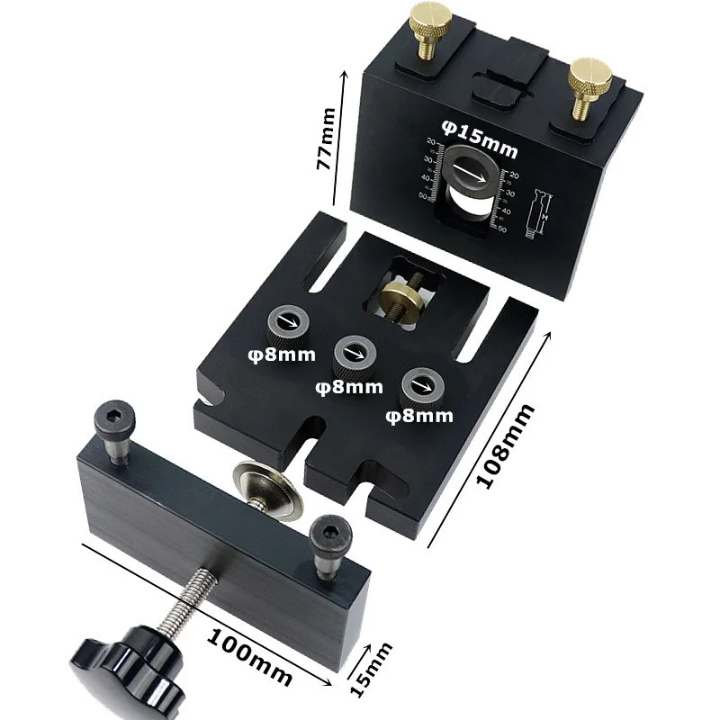 

Tool Doweling Jig Kit Parts 3in1 Woodworking Clip Clamp Adjustable Drill