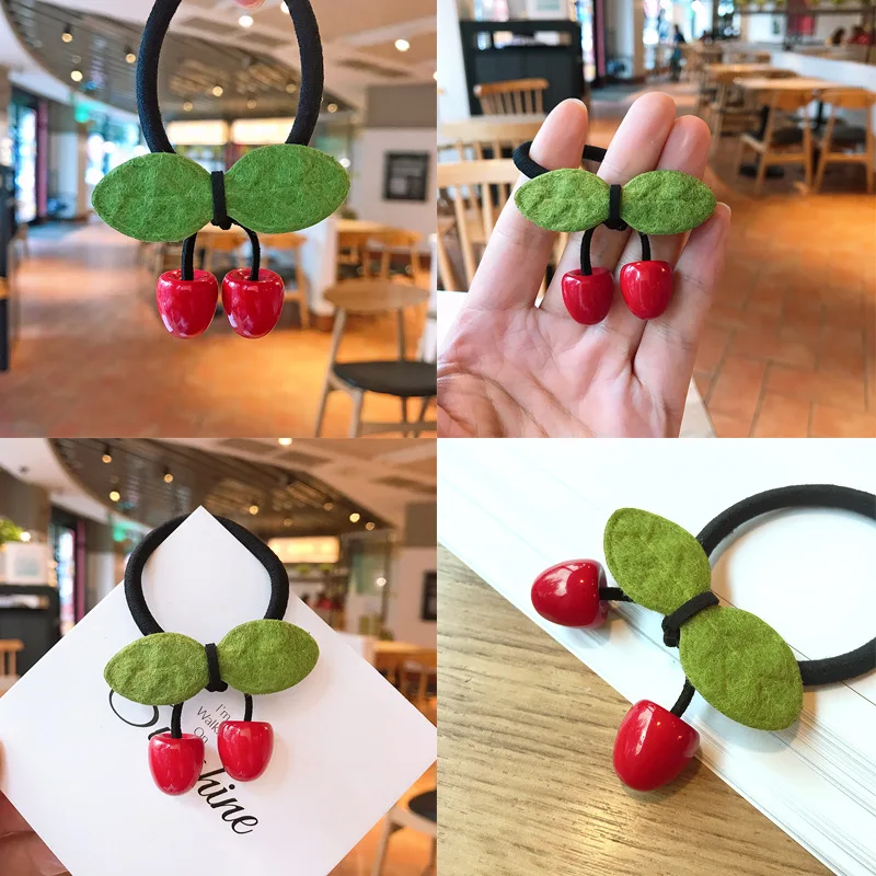 240 шт/партия DIY Простые многофункциональные резинки для волос зеленые листья Красная Вишня резинка для волос Инструменты для укладки волос аксессуары HA1025