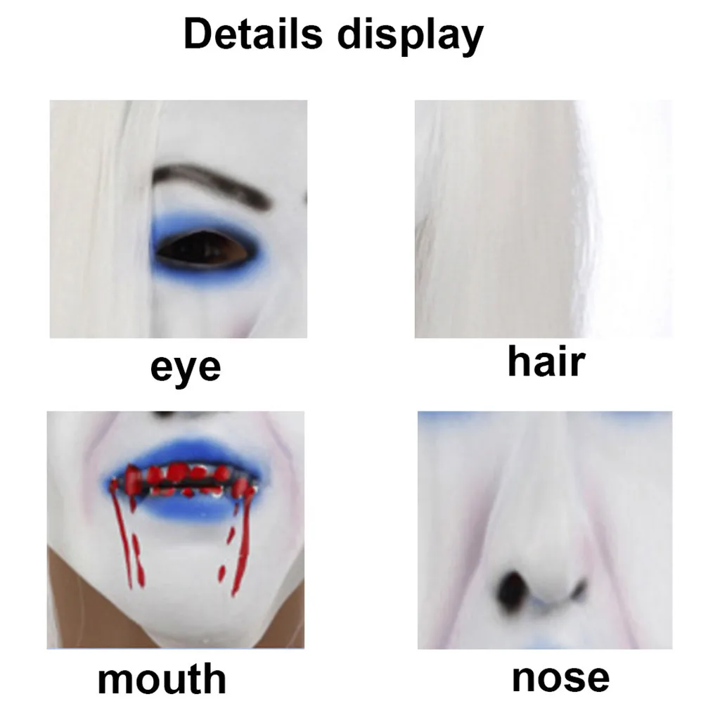 navidad christmas decorations for home Halloween Cosplay Scary Bride with White Hair Mask for Adults Decor Props halloween