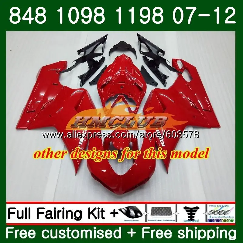 848S для поездок на мотоцикле DUCATI 848R 1098R 848 1098 1198 S 07 08 09 11 12 39CL. 29 глянцевый черный 1098S 1198 S 2007 2008 2009 2010 2011 2012 обтекатель