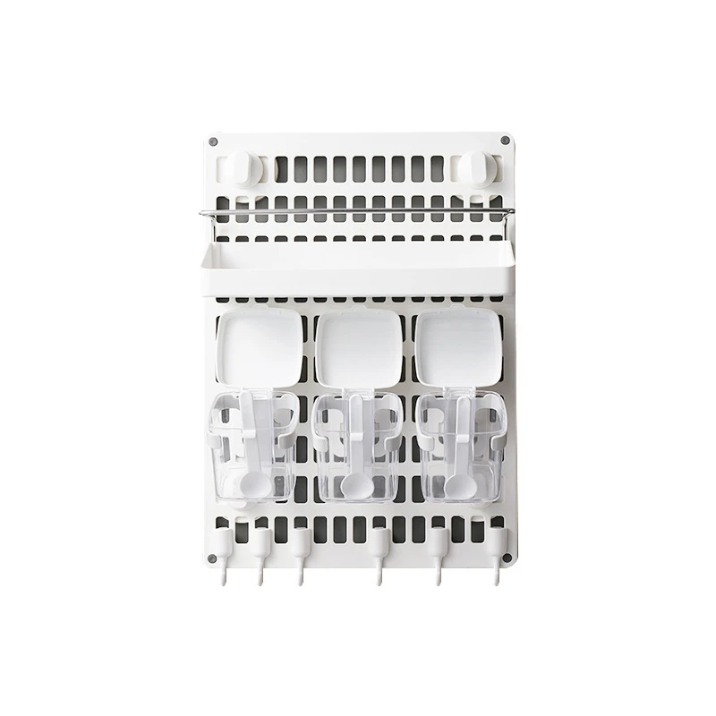 

Wall Mount Spice Bottle Rack Multifunctional Kitchen Organizer with Hooks for Spice Jars Holder Bracket Kitchen Gadgets Supplies