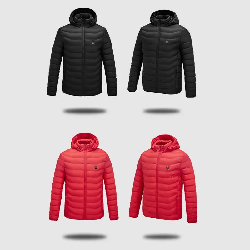 Men Women Heated Vest Coat USB Electric Long Sleeves Warm Heating Hooded Jacket