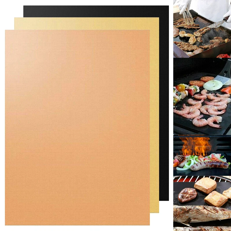 

Fashion 1/2pcs Non-stick BBQ Grill Mat Baking Mat Teflon Cooking Grilling Sheet Heat Resistance Easily Cleaned Kitchen Tools