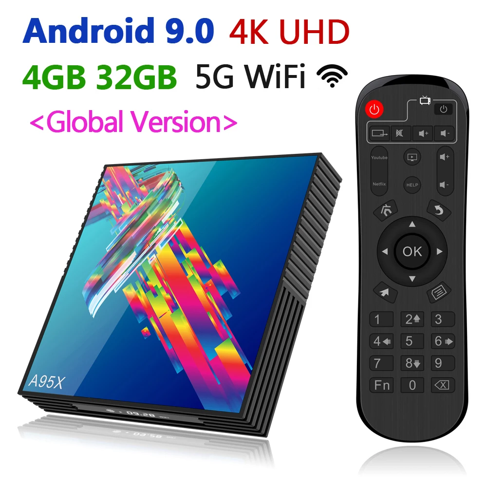 

2019 New Smart TV Box Android 9.0 A95 R3 4K HD Set Top Box RK3318 4GB RAM 32GB 64GB ROM 2.4G/5G WiFi 100M LAN Global Universal