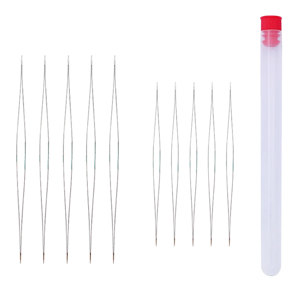 10 Pieces Stainless Steel Beading Needles Big Eye Craft Hand Sewing Needles ( 2 Sizes) with Needle Bottle, Easy to Thread