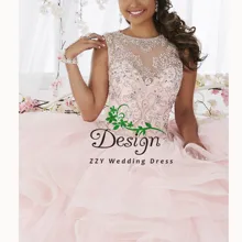 Vestidos de Quinceanera с лямкой на шее бальное платье с кристаллами Расшитое бисером в честь пятнадцатилетия платья аппликации с длинным шлейфом сладкий 16 платье