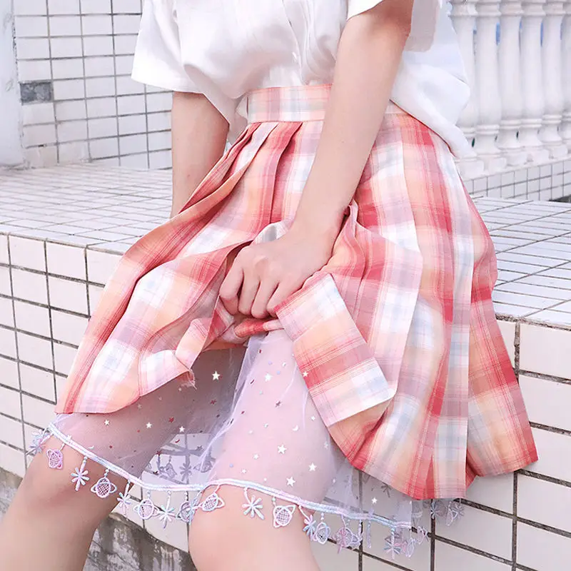Japanese Schoolgirl Skirt JK Safety Pants Leggings Japanese Style Kawaii Women Lace Rainbow Stars Pumpkin Trousers Summer Thin Shorts Mesh