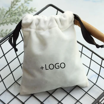 

Customized Super Soft Silk Velvet Drawstring Pouches Ribbon Small Smoothly Flannel Cloth Bag Jewelry Bead Storage Containers