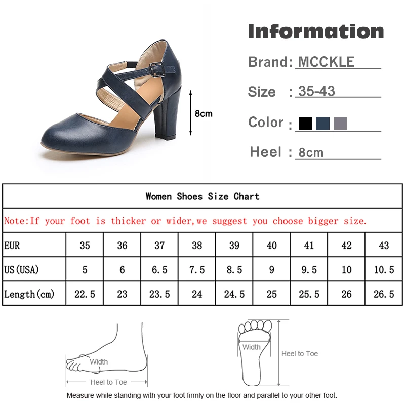 MCCKLE/Женская обувь из искусственной кожи на высоком каблуке; женские туфли-лодочки с перекрестными ремешками и пряжкой; модная женская обувь; женская обувь