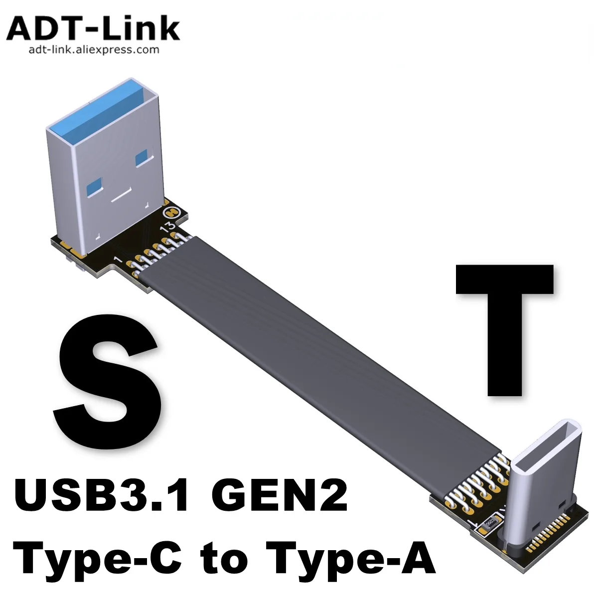 ADT USB 3.1 Male To Male Female To Female Flat Soft Extension Cable A C Type-c Angle L Type Right Angle S-T1/2/3 usb cable usb extension cable usb c extension cable