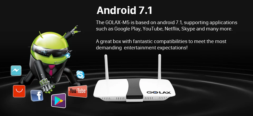 Golax M5 Android Smart tv box 7,1 медиаплеер Amlogic S905W четырехъядерный 1 ГБ 8 ГБ 100 м LAN 2,4 ГГц Wifi H.265 4K ТВ приемник