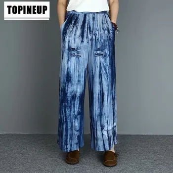 

2020 Spring Women's Retro Casual Elastic band Flax Ink Loose-Fit pants for women