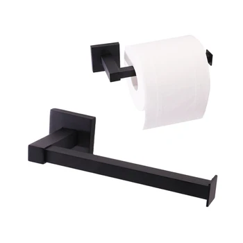 

Square Black Bathroom Toilet Paper Holder Stainless Steel Towel Rack Kitchen Bathroom Accessories Wall Toilet Tissue Roll Holder