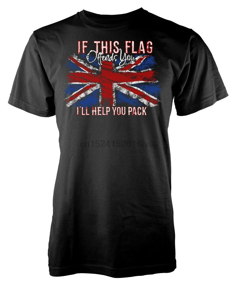 Union Jack If This Flag Offends You Ill Help Pack Patriotic Adult T Shirt(1) | Мужская одежда