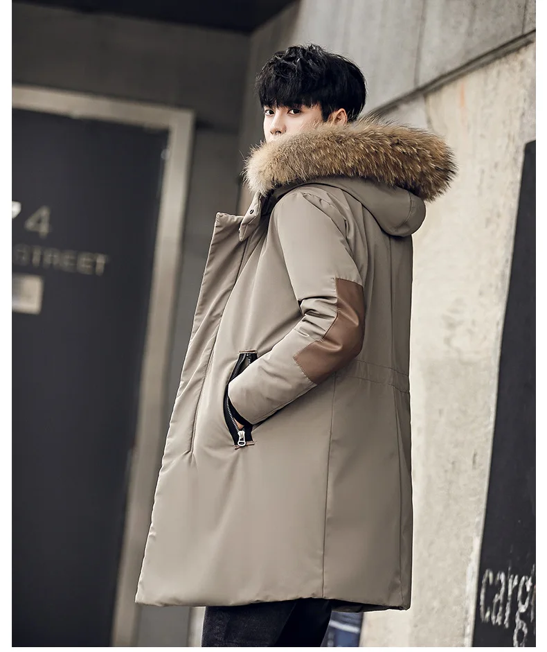 Сопротивление Biao стиль рабочая одежда с капюшоном Slim Fit пуховик мужской Корейский Молодежный Модный повседневный воротник из искусственного меха