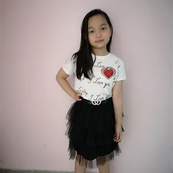 

High-end new summer girl suit skirt, fashion party children's skirt, beautiful love lace two-piece skirt