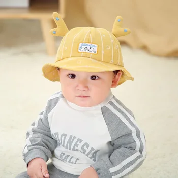 

2020 new 3-24 Month Infant Hat spring and summer new boy girl cartoon deer horn basin hat boy girl travel hat