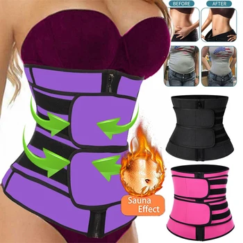 

Neoprene Sauna Shaper Waist Trainer Corset Sweat Slimming Belt for Women Weight Loss Compression Trimmer Workout Fitness Black