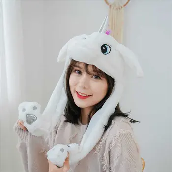 

Hat With Light Moving Unisex Rabbit Ears Children Girls Boys Winter Cap Shine Cute Plush Cute Baby Luminous Hats Flash lights