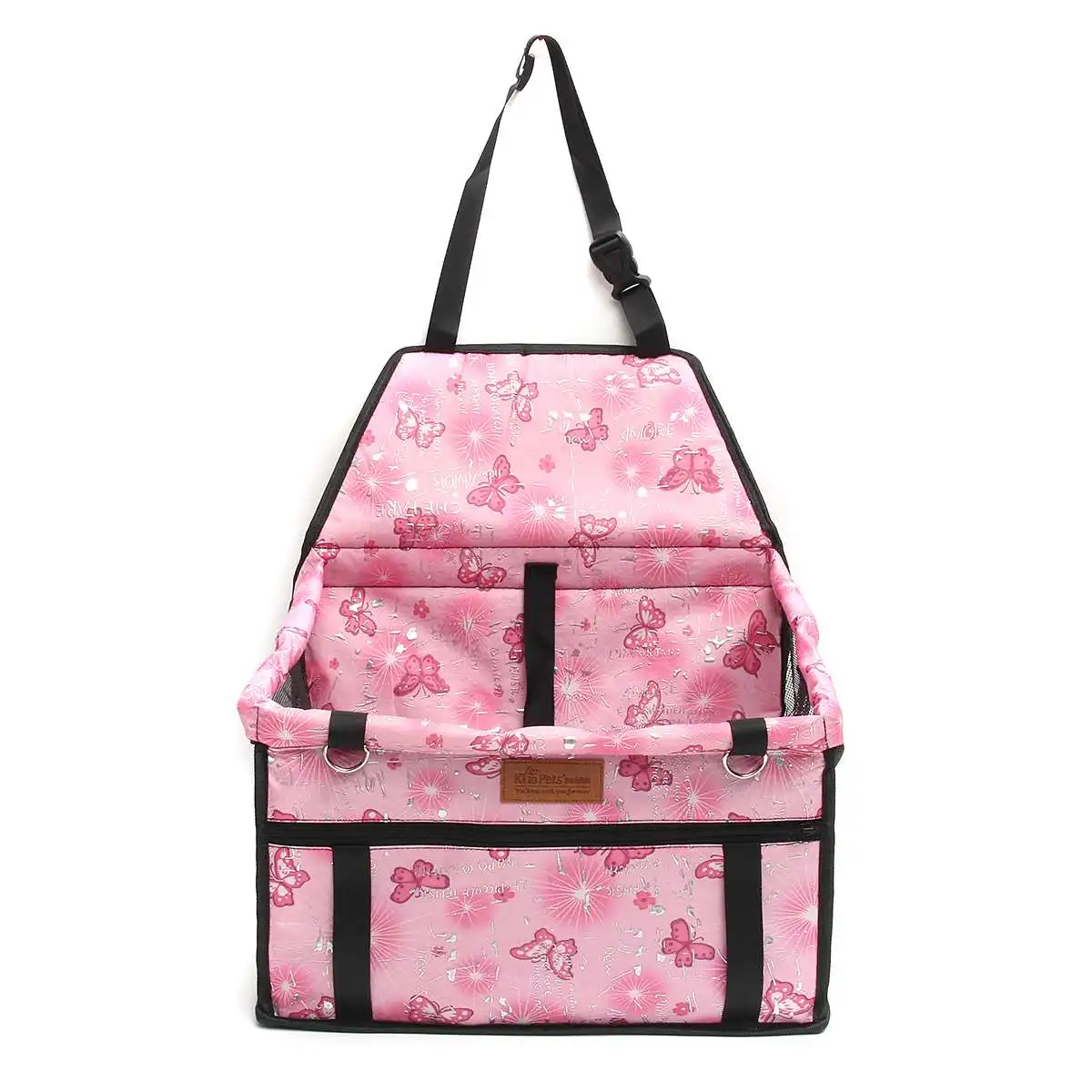 butterfly pink Усиленное автомобильное сиденье для домашних животных, переносная и дышащая сумка с ремнем безопасности для собак, безопасная для путешествий - Цвет: butterfly pink