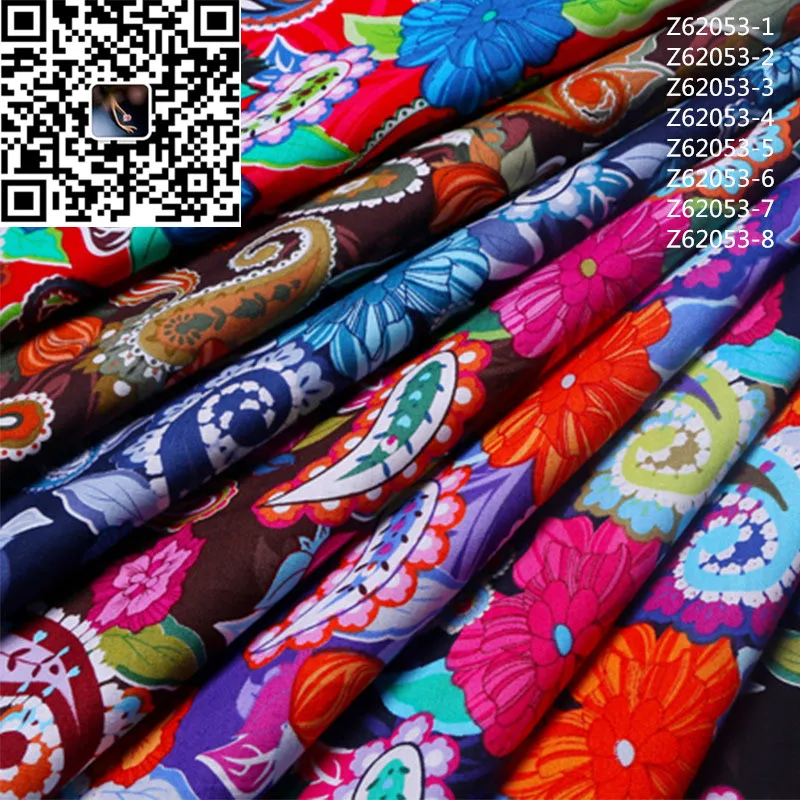 Brightly colored cashew flower printed fabric pure cotton woven textile plain weave abstract reactive printing dyeing shirt | Дом и сад
