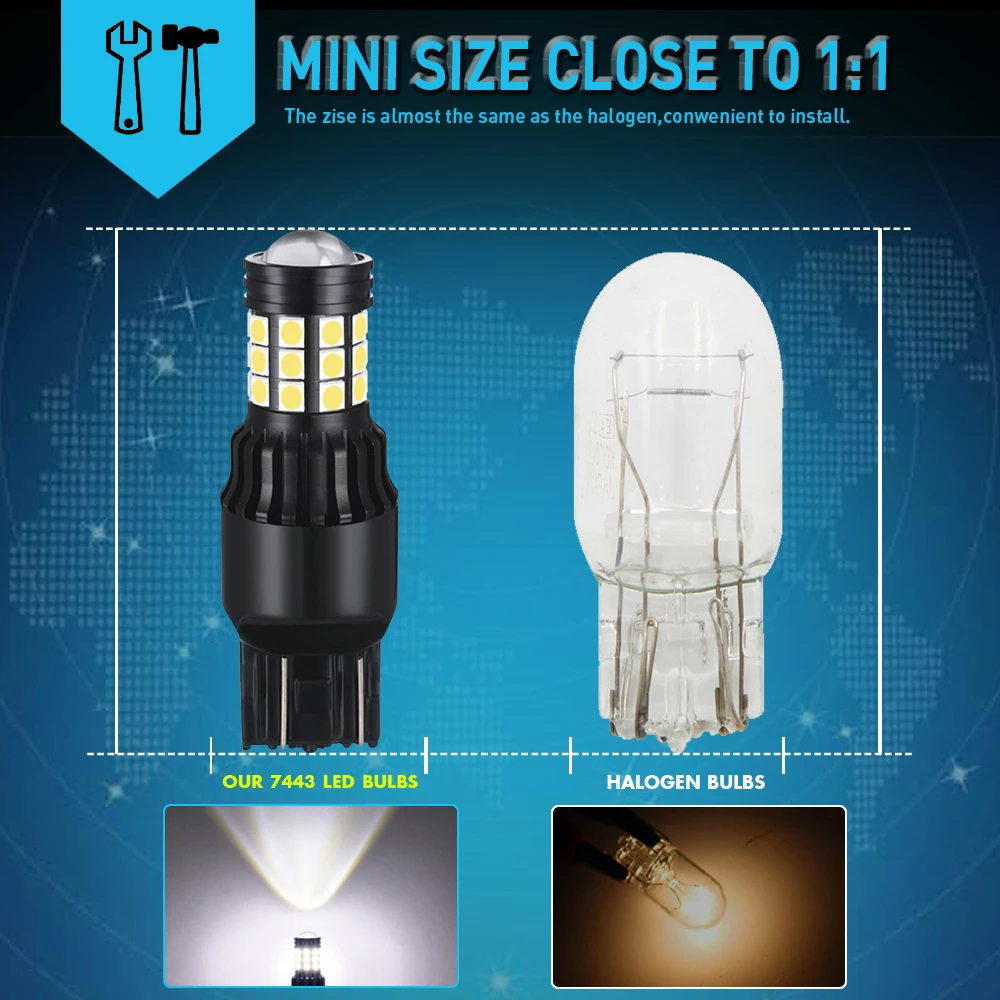 2x автомобильный 7443 светодиодный Canbus 31SMD 2835 Светодиодный T20 W21W 1156 BA15S T15 T16 W16W 3157 3156