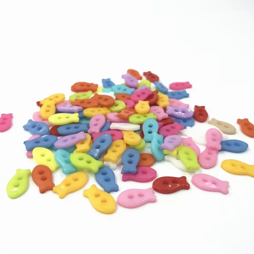 

DIY 200pcs Mixed Color Resin Buttons Fish shape Sewing Scrapbooking Decoration 14mm