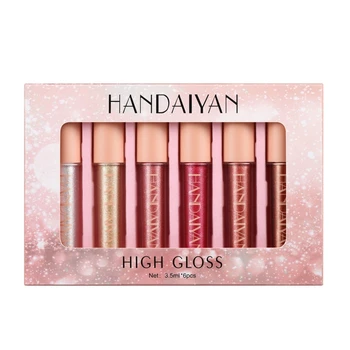 

HANDAIYAN Moisturizing Liquid Lipstick Set 6 Colors Non-Stick Cup Lip Gloss Kit