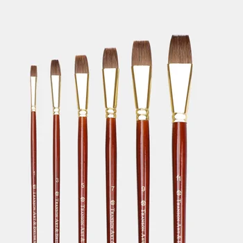 Pennello per pittura con capelli di donnola piatto Pennello artistico professionale per acquerello per materiali artistici per pittura a olio acrilica 1