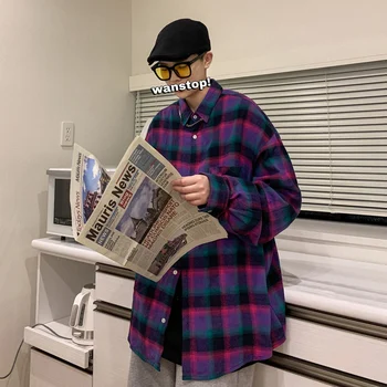 

2020 Spring And Autumn Loaded New Korean Printed Casual Plaid Long-sleeved Shirt Comfortable Cotton S-xl