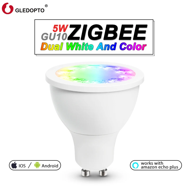 Zigbee RGB+ CCT 5 Вт GU10 умный Светодиодный точечный светильник умный дом AC100-240V изменение цвета светодиодный двойной белый светильник