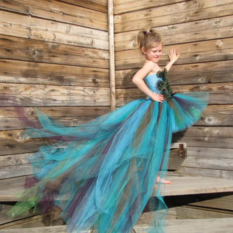 Детское платье-пачка с павлином высококачественные платья для костюмированной вечеринки на заказ для девочек свадебные торжественные платья для выпускного