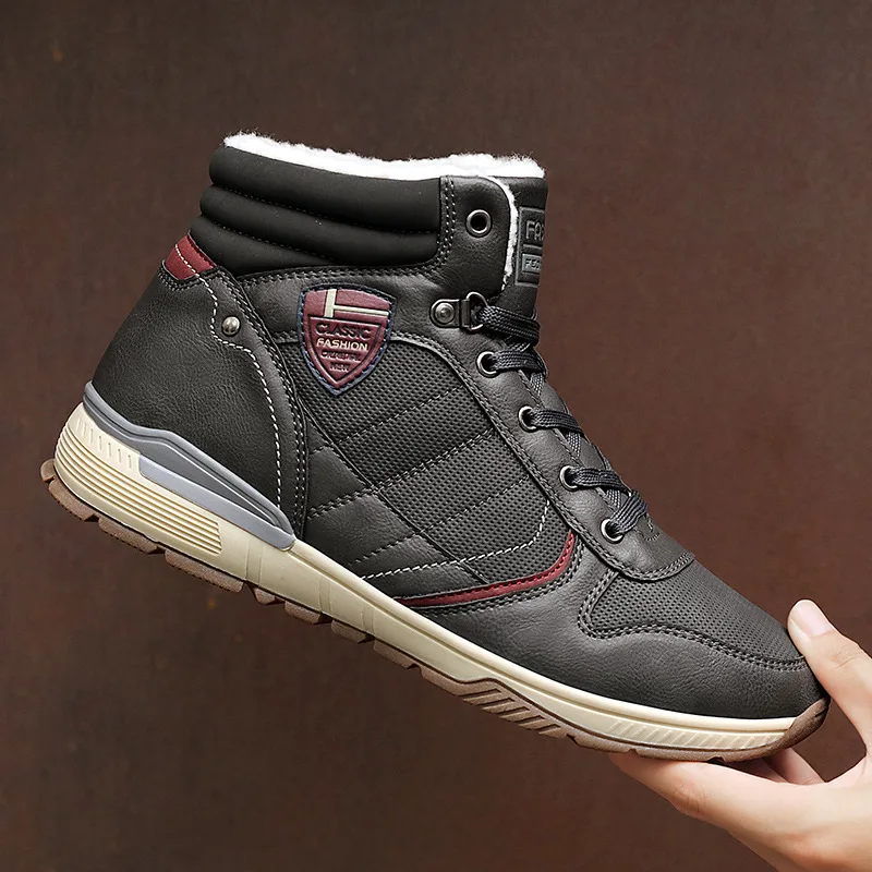 

2019 Winter New Arrival Plus Velvet MEN'S SHOES Korean-style Students Lace-up Versatile Trend Youth Snow Boots Fashion Cotton-pa