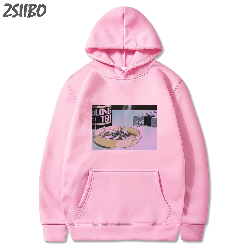 Harajuku Sad somke Vapor wave принт Забавный аниме принт унисекс толстовки Мужская толстовка мужские повседневные топы с капюшоном уличная - Цвет: Fen1