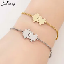 Jisensp Fashion Stainless Steel Puzzle Bracelets for Women Gold Adjustable Charm Bracelet Bangle Men Everyday Jewelry Party Gift