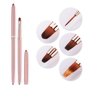 

1PC Rose Gold Nail Art Crystal Brush UV Gel Builder Painting Dotting Pen Carving Tips Salon Tools
